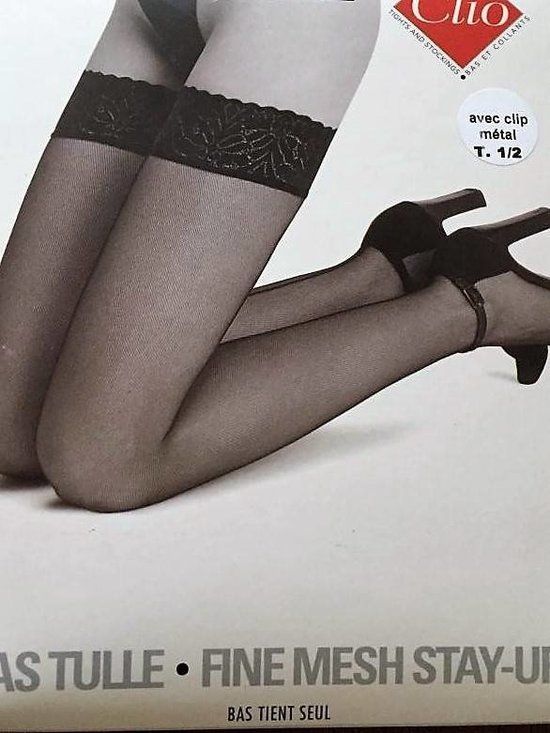 Clio Hold Ups - Fine Mesh Hold Up Stockings - Black - S/M