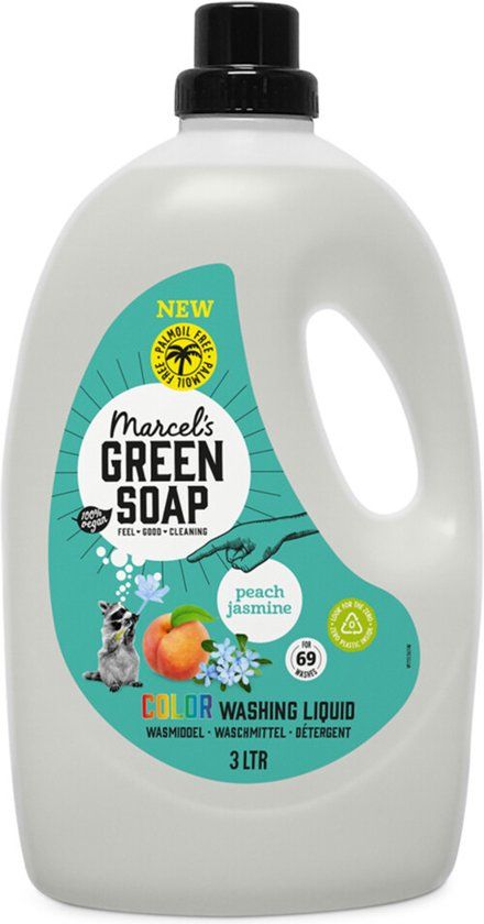 Marcel's Green Soap Vloeibaar Wasmiddel Perzik & Jasmijn 69 Wasbeurten - 4 x 3 liter - Voordeelverpakking