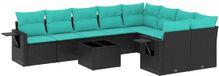 vidaXL ensemble de salon de jardin 10 pièces avec coussins en polyrotin noir