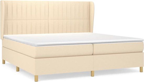 vidaXL Boxspring met matras stof crèmekleurig 200x200 cm