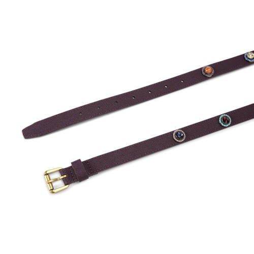 Kurt Geiger leren riem Octavia met sierstenen donkerpaars