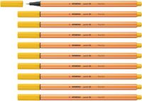 STABILO - Viltstift met fijne punt - punt 88 | Kartonnen doos, 10 stuks, kleur: geel