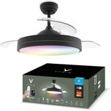 Varin® Smart Plafondventilator met verlichting - Zwart - Tuya Wifi - LED 36W RGBW - Ø 50cm/108cm