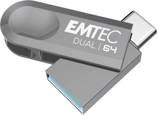 Emtec D280 Dual USB flash drive 64 GB USB Type-A / USB Type-C 3.2 Gen 1 (3.1 Gen 1) Zilver