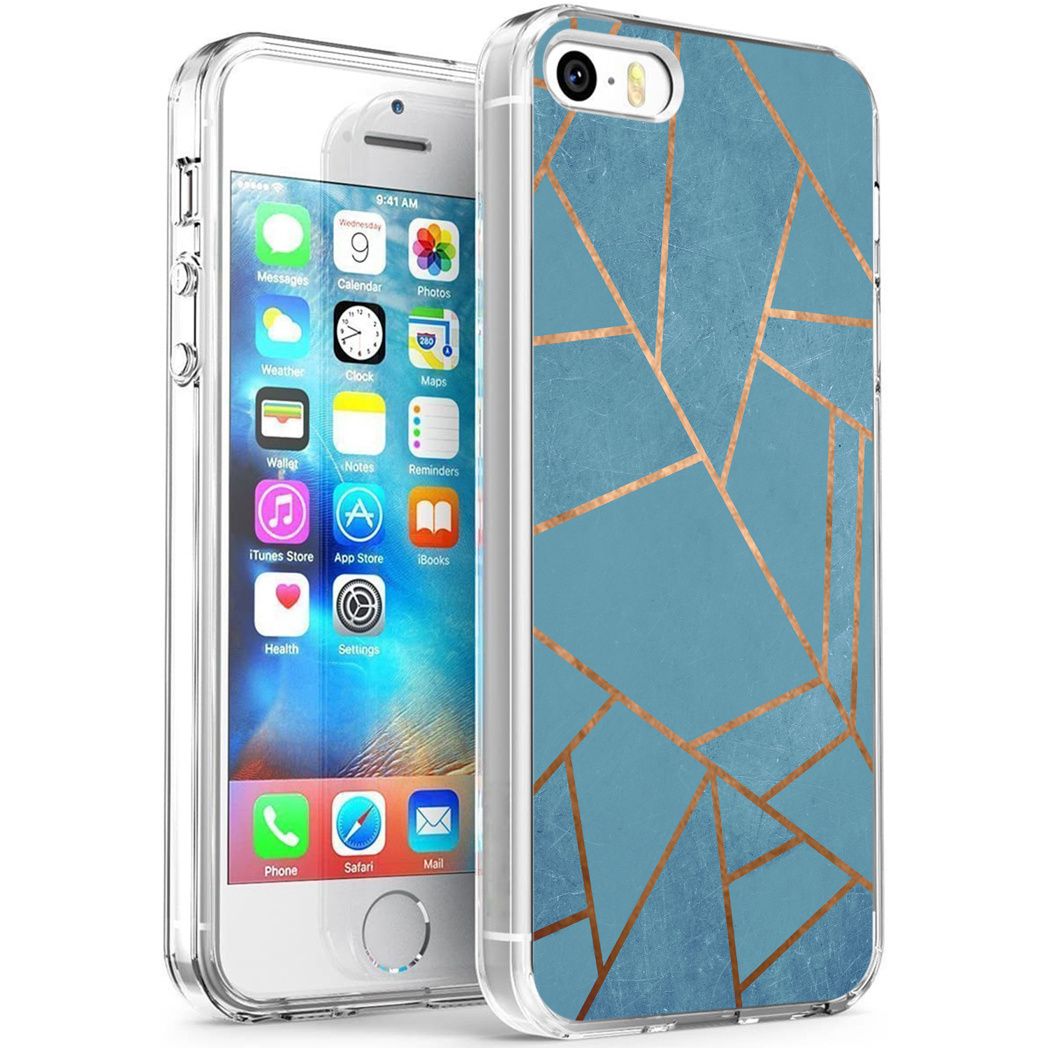 imoshion Design hoesje voor de iPhone 5 / 5s / SE - Grafisch Koper - Blauw / Goud