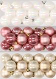 Kaemingk B.V. 48x pièces boules de Noël en plastique mélange de nacre blanc, rose poudré et champagne 4 cm