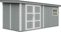 Timbela M940-CAVERN STEEL - LP SmartSide Tuinhuis op houtbasis - 11,47 m² - 530x248xH231 cm - met vloer en verf