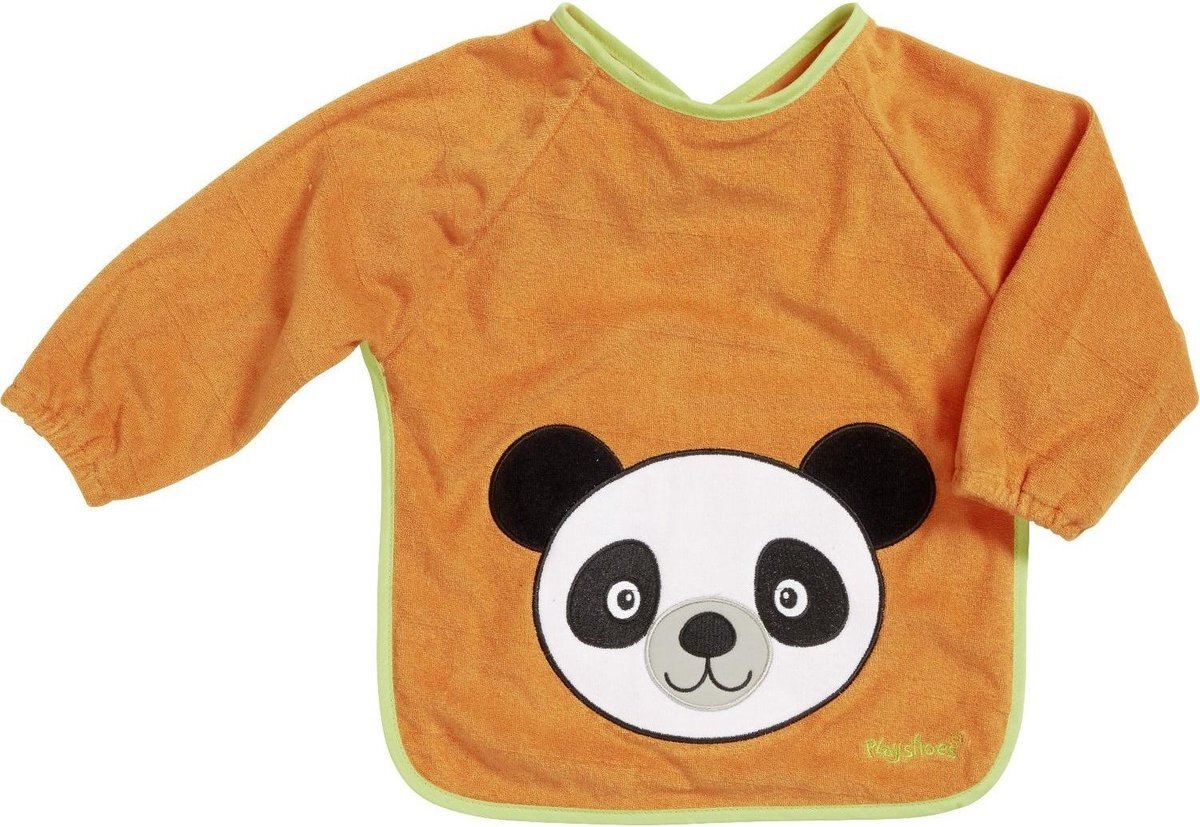 Playshoes slabbetje met lange mouwen panda oranje 30 x 39 cm oranje