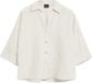 s.Oliver BLACK LABEL s.Oliver - Gestreepte blouse van linnenmix in een losse pasvorm - Driekwart mouw - Klassieke kraag - Lichtbeige