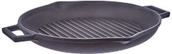 Pentole Agnelli Ronde Gietijzeren grillplaat met 2 handgrepen, Mat Zwart, One Size