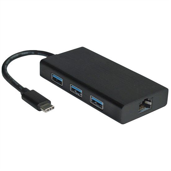 Value USB 3.2 Gen 1 Type C naar Gigabit Ethernet-converter + hub