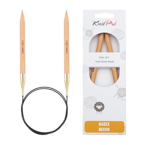KnitPro Basix Beech Breinaalden met Kabel 9.0 mm; 60 cm