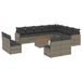 VidaXL 13-delige Loungeset met Kussens Poly Rattan Grijs