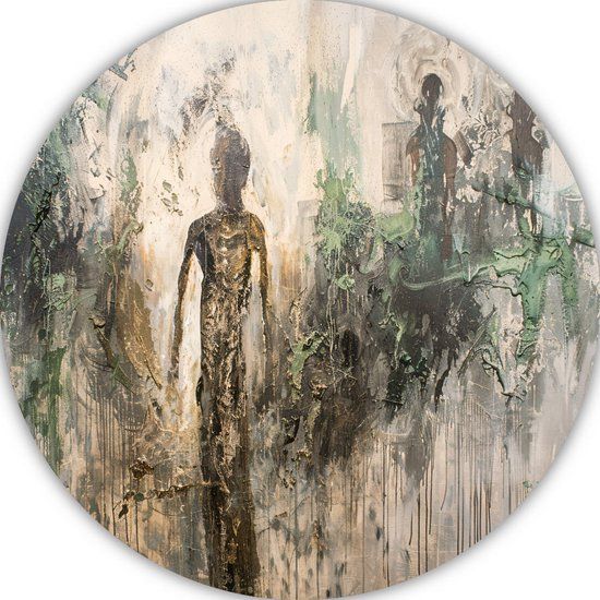 Merkloos / Sans marque Abstract Expressionisme Schilderij - Forex - Rond - 50x50cm - Modern