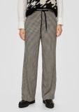s.Oliver straight fit broek met pied-de-poule zwart