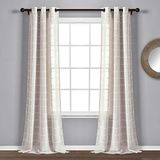 Lush Decor Boerderij Geweven Grommet Sheer Venster Gordijn Paneel Paar, 95" Lang x 38" breed, Beige