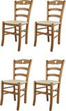 t m c s Tommychairs Cuore - Eetkamerstoelen - Set van 4 - Eikenhout - Kunstleer
