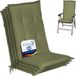 Beautissu Loft HL Stoelkussen Set 4x Hoge Rugleuning 120x50 cm Olijfgroen Tuinstoelkussen UV-bestendig