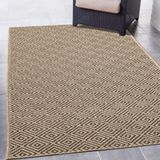 CARPETIA Tapis d'extérieur robuste, motif à carreaux, beige/noir, robuste, pour intérieur et extérieur, résistant aux intempéries, aspect jute, 200 x 290 cm