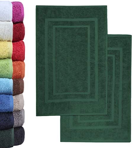 NatureMark Set van 2 Badstof Badmatten - 50x80cm - Donkergroen