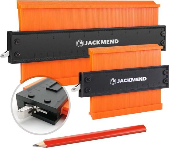 JACKMEND 2 in 1 Aftekenhulp Set Inclusief Slot 12 & 25 CM Contourmallen Prowork