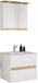 VCM Set de 3 pièces pour lavabo avec lavabo en céramique, meuble de salle de bain avec 2 tiroirs à fermeture douce, armoire à miroir avec éclairage et prise, dimensions meuble bas H. 51 x L. 61 x P. 47 cm, Cosila-I
