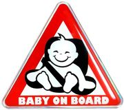 Autosticker Baby aan boord in stoel 3D 6 x 6,5 cm rood