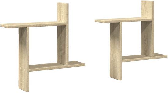 vidaXL Wandschappen - Set van 2 - Sonoma Eiken - 50x12x50 cm - Bewerkt Hout