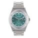 Radiant Analoge kwartshorloge voor heren, ronde behuizing van 42 mm, zilver/grijs, groene wijzerplaat, zilver/grijze stalen armband met vouwsluiting, batterij inbegrepen, waterdicht tot 5 ATM