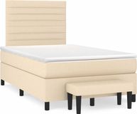 vidaXL Boxspringbed met matras, stof, crèmekleurig, 120x190 cm