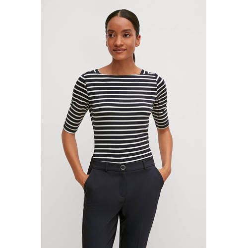 Comma gestreepte top donkerblauw/wit