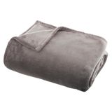 Atmosphera Plaid deken - grijs - polyester - 125 x 150 cm