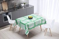 Bonamaison Tafelkleed, Anti-Mold, Sneldrogend, Waterdicht, 100% Polyester Tafellaken, Petroleum Groen, Wit, 140 x 140 Cm