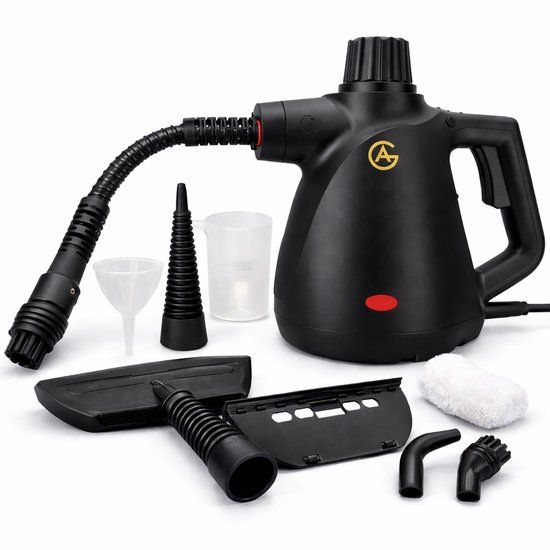 AG Handstoomreiniger – 12-in-1 Stoomreiniger – Handstomer – Compact & Krachtig – Dieptereiniging voor Badkamer, Tegels, Ramen & Textiel – 3.2 Bar – 30s Opwarmtijd – Inclusief Accessoires – 450ml – Black Edition