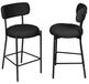 Barkeukelstoelen - Set van 2 - Zitting van kunstleer - Metalen poten - Modern design - Geschikt voor kookeiland en bar - Zwart
