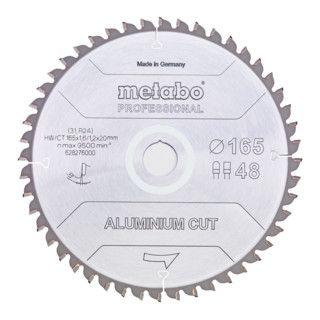 Metabo zaagblad "aluminium cut - professional" - 160x1,6/1,2x20 Z48 FZ/TZ 5°neg - 1 stuk