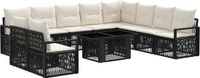 vidaXL Tuinbank Set 2 Zits Zwart Poly Rattan