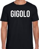 Bellatio Decorations Gigolo fun tekst verkleed t-shirt zwart voor heren - carnaval / feest shirt kleding / kostuum L