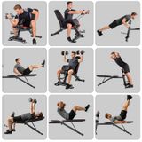 Banc d'entraînement réglable - Banc d'haltères pliable - Entraînement avec haltères - Entraînement complet du corps - Bande de résistance - Entraînement abdominal - Noir B