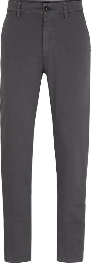 BOSS Satin Chino Heren Antraciet - Maat L - Katoen - Slim Fit