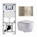 Geberit QeramiQ Dely Swirl Toiletset - 36.3x51.7cm - Geberit UP320 inbouwreservoir - met Burda frame - slim zitting - geborsteld messing bedieningsplaat - rechthoekige knoppen - glans wit