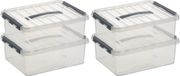6x Sunware Q-Line boîte de rangement 12 litres - Transparent/Argent
