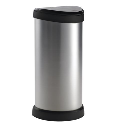 Curver Decobin 40L Round Plastic Silver Pedal Bin