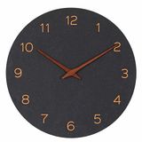 TFA Dostmann MDF houten wandklok 30 cm zonder tikken, werkt op batterijen, moderne kwartsklok, voor woonkamer of keuken, met houten wijzers, minimalistisch, zwart