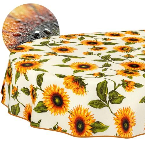 ANRO Tafelkleed Zonnebloemen Meerkleurig Ovaal 200x140cm