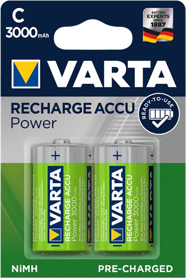 Varta C NiMH Rechargeable Batteries - 3000 mAh - 2 Pack