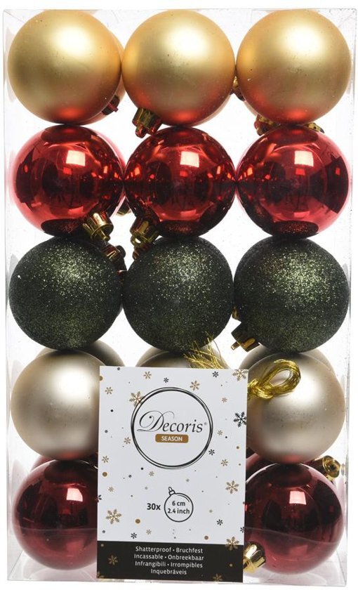 Decoris Kerstballen Mix (6cm) Box 30 Stuks Toc