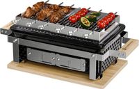 KitchenBrothers Kamado Hibachi Grill - Met Grillrek en Stokjes - Houtskool Barbecue - PFAS-vrij - Shichirin Tafelgrill - Rechthoekige BBQ - Keramische Barbecue - Vaderdag Cadeau - Zwart