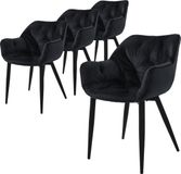 ML-Design Eetkamerstoel set van 4 met rugleuning en armleuningen zwart