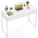 Bureau avec 2 tiroirs, 112x48x76 cm, blanc, cadre en métal